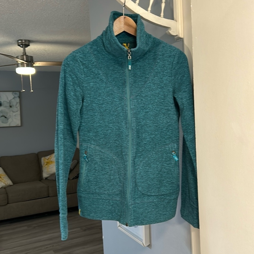 LOLE Women's Long Sleeve Full Zip Fleece Jacket Front Pockets Green Size S